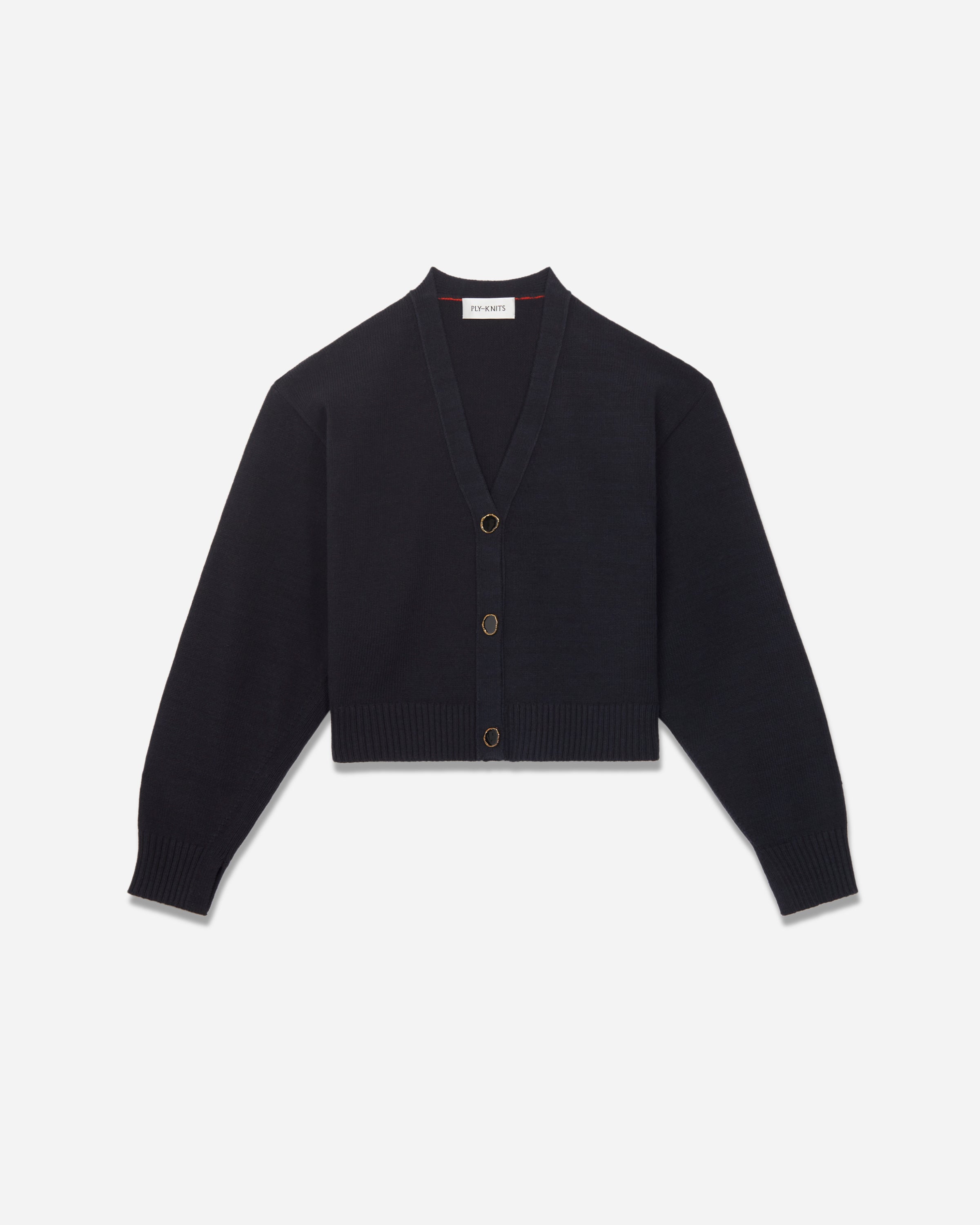 IMOGENE COSY COTTON CASHMERE CARDIGAN IN ALMOST BLACK – Ply-Knits