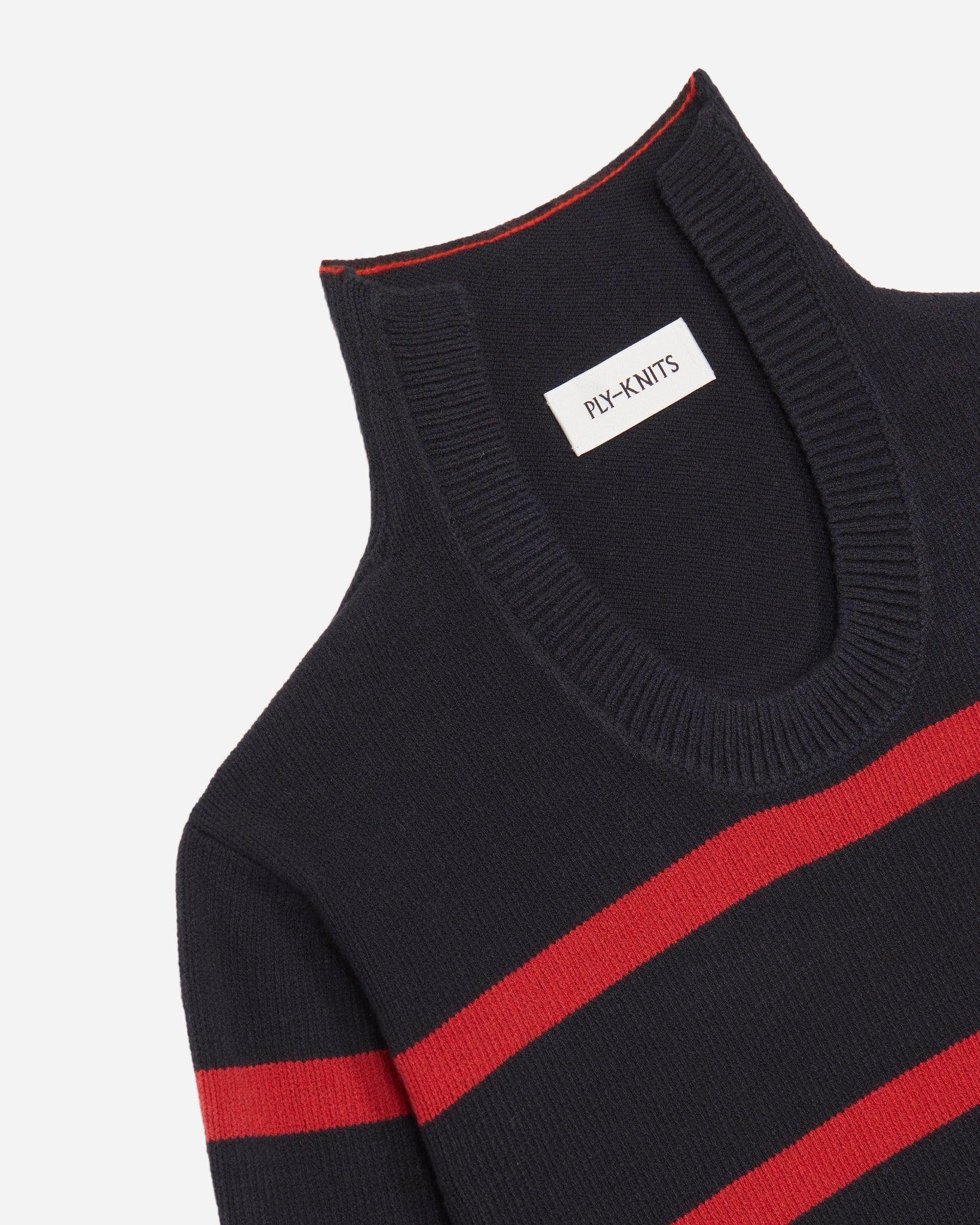 IRENE U-UP COTTON CASHMERE PULLOVER IN NAVY RED NAUTICAL STRIPE