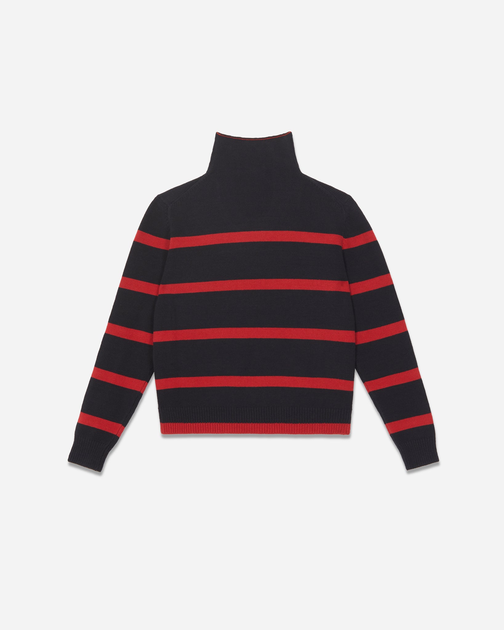 IRENE U-UP COTTON CASHMERE PULLOVER IN NAVY RED NAUTICAL STRIPE
